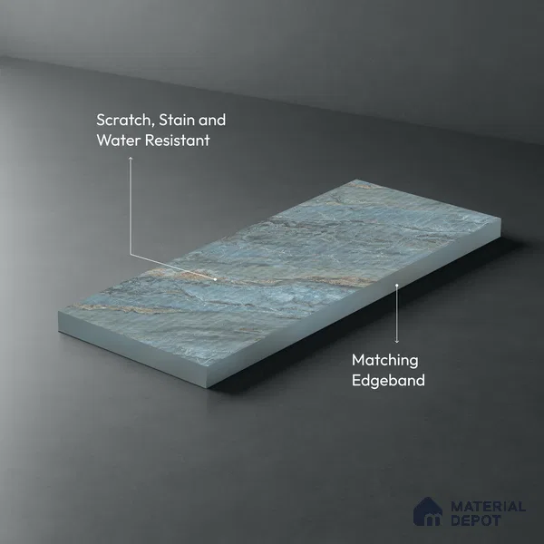 Marble Fluted LM 21108 D Ocean Marble 8 ft x 4 ft Matte Finish Decorative Laminate - 1 mm | Suitable for TV Unit,Wardrobe, Kitchen Cabinets