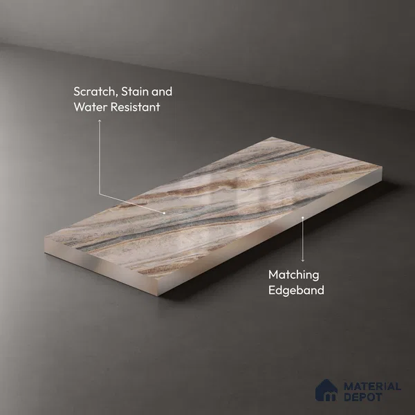 LM 21109 D Dunesone Drift Marble High Gloss Finish 8 ft x 4 ft Decorative Laminate - 1 mm | Suitable for TV Unit, Wardrobe, Kitchen Cabinets