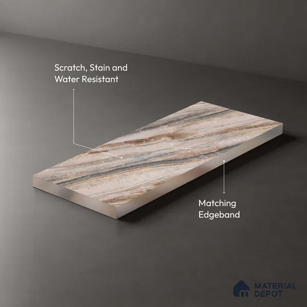 LM 21109 E Dunesone Drift Lime Stone Texture Finish 8 ft x 4 ft Decorative Laminate - 1 mm | Suitable for TV Unit, Wardrobe, Kitchen Cabinets