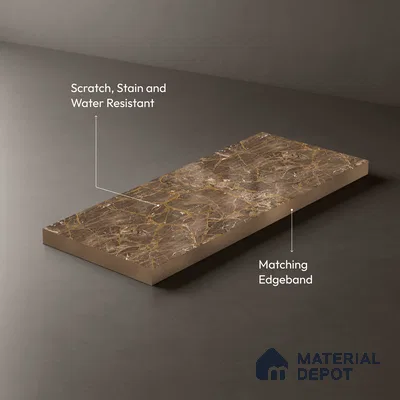Marble Fluted Look LM 21110 B Mystro Goldine High Gloss Finish 8 ft x 4 ft Decorative Laminate - 1 mm | Suitable for TV Unit, Wardrobe, Kitchen Cabinets