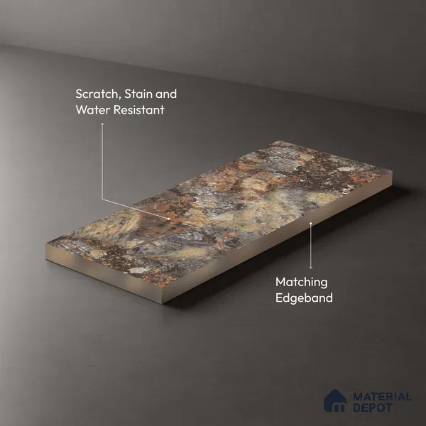 Marble Look LM 21112 C Volcanic Burst Marble High Gloss Finish 8 ft x 4 ft Decorative Laminate - 1 mm | Suitable for TV Unit, Wardrobe, Kitchen Cabinets