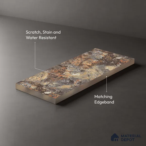 Stone Look LM 21112 D Volcanic Burst Lime Stone Texture Finish 8 ft x 4 ft Decorative Laminate - 1 mm | Suitable for TV Unit, Wardrobe, Kitchen Cabinets