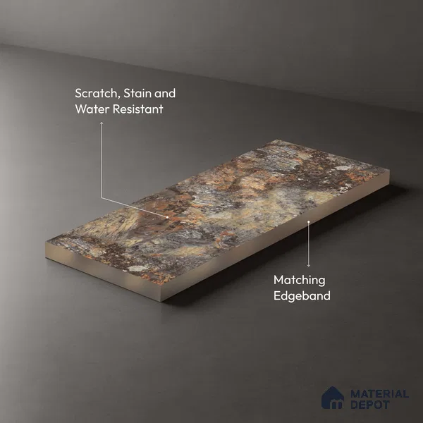 Marble Fluted Look LM 21112 E Volcanic Burst High Gloss Finish 8 ft x 4 ft Decorative Laminate - 1 mm | Suitable for TV Unit, Wardrobe, Kitchen Cabinets