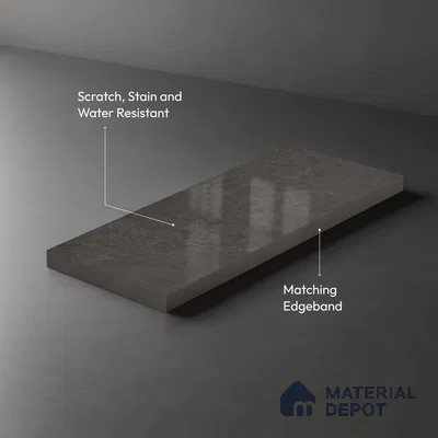 Marble Look LM 21113 C Urban Marble Marble High Gloss Finish 8 ft x 4 ft Decorative Laminate - 1 mm | Suitable for TV Unit, Wardrobe, Kitchen Cabinets