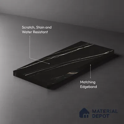 LM 21114 Jet Black Marble Noble Diagon Texture Finish 8 ft x 4 ft Decorative Laminate - 1 mm | Suitable for TV Unit, Wardrobe, Kitchen Cabinets