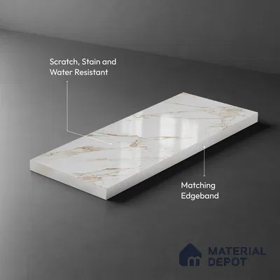 LM 21115 B Auresta White Wooden High Gloss Finish 8 ft x 4 ft Decorative Laminate - 1 mm | Suitable for TV Unit, Wardrobe, Kitchen Cabinets