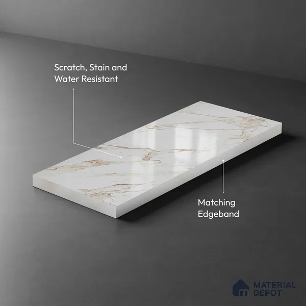 LM 21115 B Auresta White Wooden High Gloss Finish 8 ft x 4 ft Decorative Laminate - 1 mm | Suitable for TV Unit, Wardrobe, Kitchen Cabinets