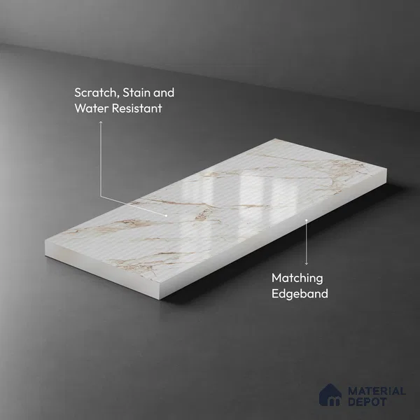 Marble Fluted Look LM 21115 C Auresta High Gloss Finish 8 ft x 4 ft Decorative Laminate - 1 mm | Suitable for TV Unit, Wardrobe, Kitchen Cabinets