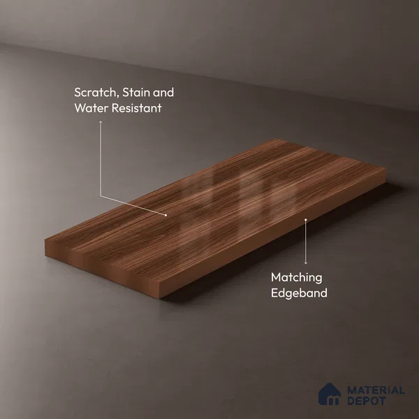 Wooden Look LM 21118 D Castano Rich Wooden High Gloss Finish 8 ft x 4 ft Decorative Laminate - 1 mm | Suitable for TV Unit, Wardrobe, Kitchen Cabinets