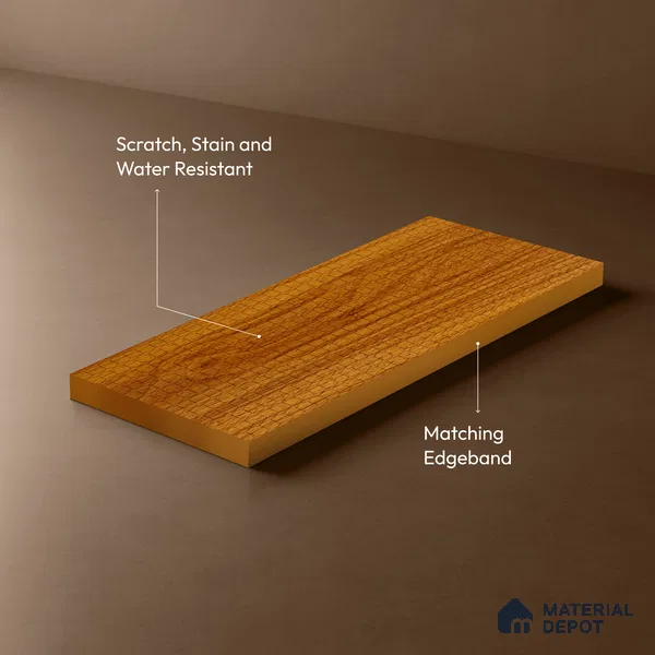 Wooden Look LM 21120 C Golden Elm Prism Path Texture Finish 8 ft x 4 ft Decorative Laminate - 1 mm | Suitable for TV Unit, Wardrobe, Kitchen Cabinets