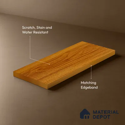 Wooden Look LM 21120 G Golden Elm Wooden Suede Finish 8 ft x 4 ft Decorative Laminate - 1 mm | Suitable for TV Unit, Wardrobe, Kitchen Cabinets
