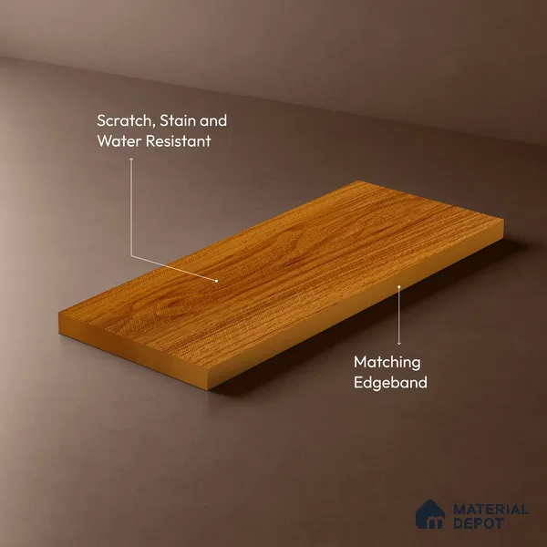 Wooden Look LM 21120 H Golden Elm Zig Wave Texture Finish 8 ft x 4 ft Decorative Laminate - 1 mm | Suitable for TV Unit, Wardrobe, Kitchen Cabinets
