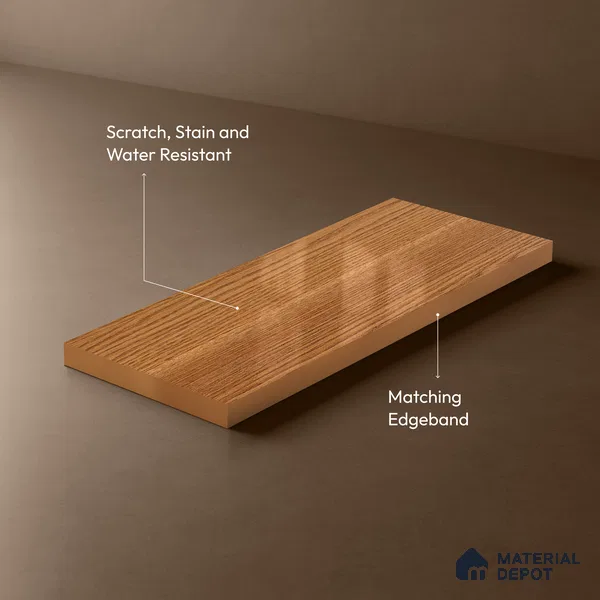 Wooden Look LM 21122 Regal Teak Wooden High Gloss Finish 8 ft x 4 ft Decorative Laminate - 1 mm | Suitable for TV Unit, Wardrobe, Kitchen Cabinets