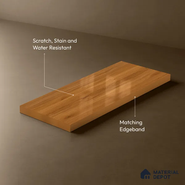 Wooden Look LM 21124 D Valmere Oak Wooden High Gloss Finish 8 ft x 4 ft Decorative Laminate - 1 mm | Suitable for TV Unit, Wardrobe, Kitchen Cabinets
