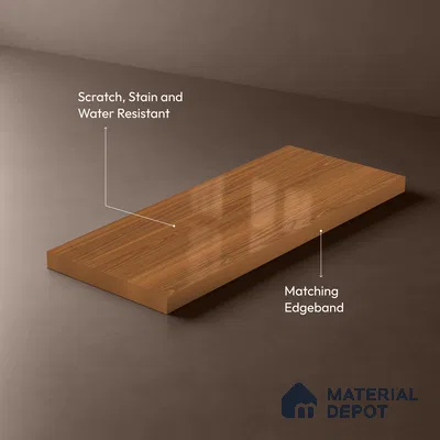 Wooden Look LM 21125 Montevec Wood Wooden High Gloss Finish 8 ft x 4 ft Decorative Laminate - 1 mm | Suitable for TV Unit, Wardrobe, Kitchen Cabinets