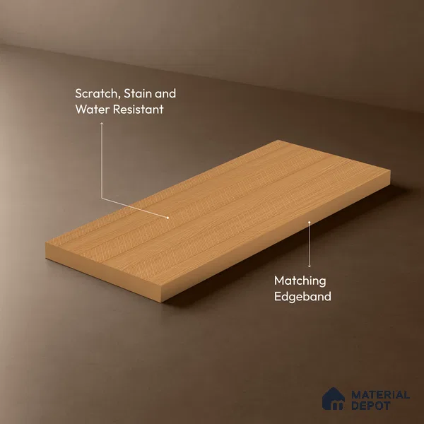 Wooden Look LM 21129 F Honey Wood Zig Wave Texture Finish 8 ft x 4 ft Decorative Laminate - 1 mm | Suitable for TV Unit, Wardrobe, Kitchen Cabinets