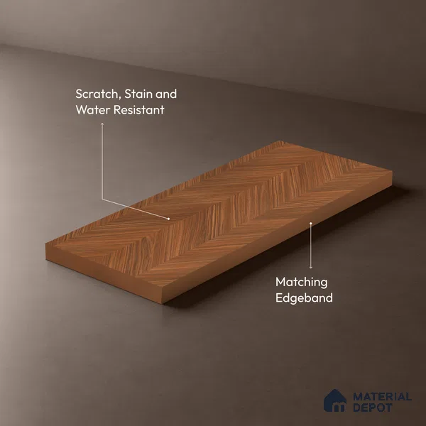 Wooden Look LM 21131 Royal Teakline Regal Walnut Texture Finish 8 ft x 4 ft Decorative Laminate - 1 mm | Suitable for TV Unit, Wardrobe, Kitchen Cabinets