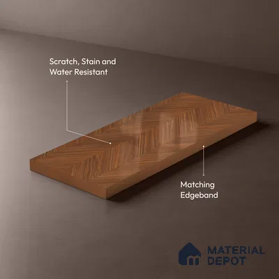 Wooden Look LM 21131 B Royal Teakline Wooden High Gloss Finish 8 ft x 4 ft Decorative Laminate - 1 mm | Suitable for TV Unit, Wardrobe, Kitchen Cabinets