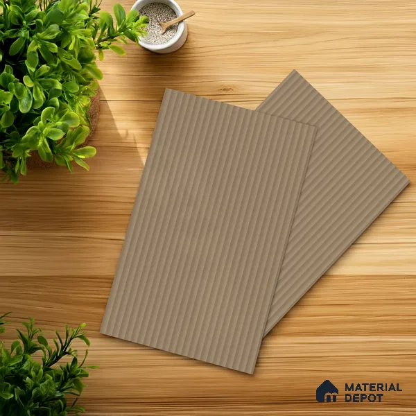 Fluted Solid Color Look LM 01195 Moon Stone 8 ft x 4 ft Texture Finish Laminates - 1 mm  | Suitable for TV Unit, Wardrobe, Kitchen Cabinets