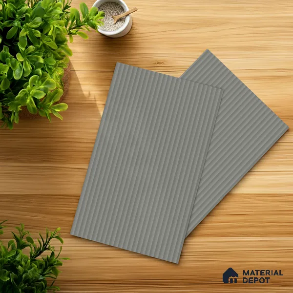 Fluted Solid Color Look LM 01196 Castleton Grey 8 ft x 4 ft Texture Finish Laminates - 1 mm  | Suitable for TV Unit, Wardrobe, Kitchen Cabinets