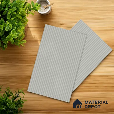 Fluted Solid Color Look LM 01353 Dust 8 ft x 4 ft Texture Finish Decorative Laminate - 1 mm  | Suitable for TV Unit, Wardrobe, Kitchen Cabinets