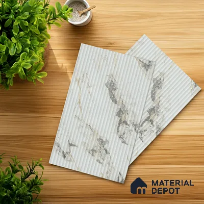 Marble Fluted Look LM 01363 Carve Craft 8 ft x 4 ft Texture Finish Decorative Laminate - 1 mm  | Suitable for TV Unit, Wardrobe, Kitchen Cabinets