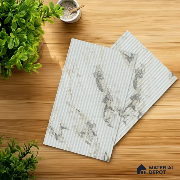 Marble Fluted Look LM 01363 Carve Craft 8 ft x 4 ft Texture Finish Decorative Laminate - 1 mm  | Suitable for TV Unit, Wardrobe, Kitchen Cabinets