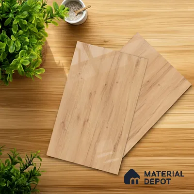 Wooden Look LM 01467 Ivory Glow 8 ft x 4 ft High Gloss Finish Decorative Laminate - 1 mm  | Suitable for TV Unit, Wardrobe, Kitchen Cabinets