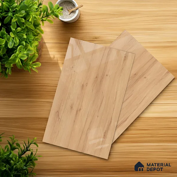 Wooden Look LM 01467 Ivory Glow 8 ft x 4 ft High Gloss Finish Decorative Laminate - 1 mm  | Suitable for TV Unit, Wardrobe, Kitchen Cabinets
