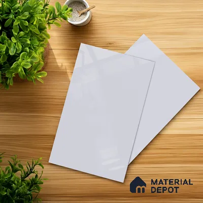 LM 01517 Designer White 8 ft x 4 ft High Gloss Finish Decorative Laminate - 1 mm  | Suitable for Living Room, Kitchen, Office