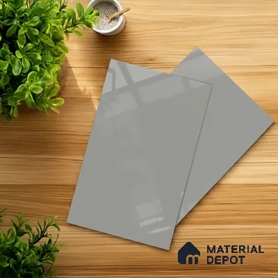 LM 01521 Light Grey 8 ft x 4 ft High Gloss Finish Decorative Laminate - 1 mm  | Suitable for Living Room, Kitchen, Office