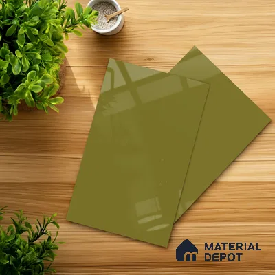 LM 01530 Olive 8 ft x 4 ft High Gloss Finish Decorative Laminate - 1 mm  | Suitable for Living Room, Kitchen, Office