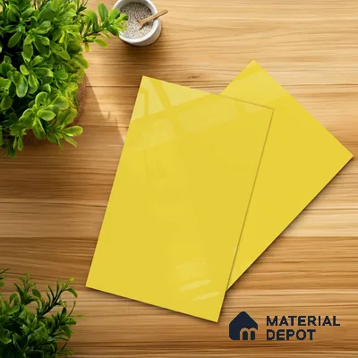 LM 01531 Lime Yellow 8 ft x 4 ft High Gloss Finish Decorative Laminate - 1 mm  | Suitable for Living Room, Kitchen, Office
