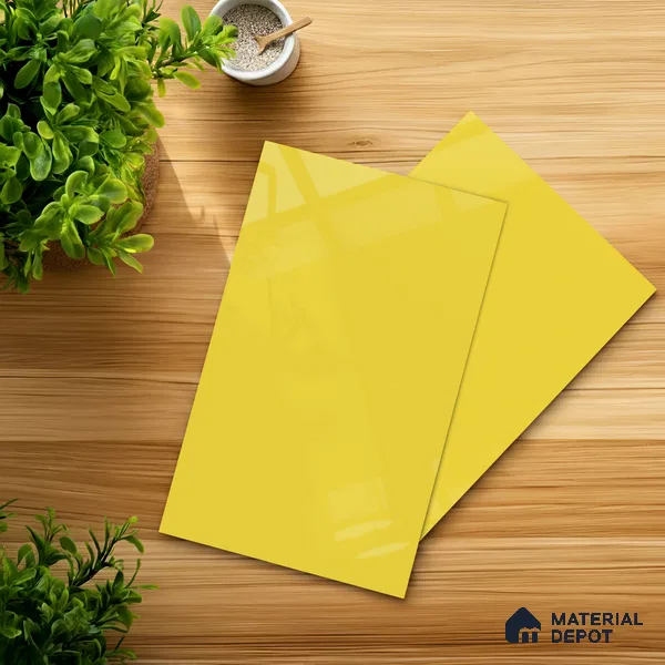 LM 01531 Lime Yellow 8 ft x 4 ft High Gloss Finish Decorative Laminate - 1 mm | Suitable for Living Room, Kitchen, Office
