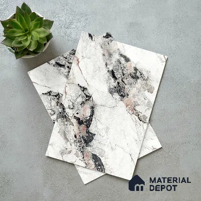 White Marble Look LM 18819 8 ft x 4 ft Texture Finish Decorative Laminate - 1 mm | Suitable for TV Unit, Wardrobe, Kitchen Cabinets