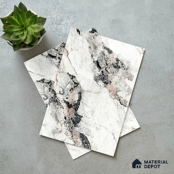 White Marble Look LM 18819 8 ft x 4 ft Texture Finish Decorative Laminate - 1 mm | Suitable for TV Unit, Wardrobe, Kitchen Cabinets