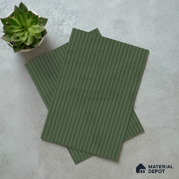 Minty Green Fluted Solid Color Look LM 19182 Minty 8 ft x 4 ft Texture Finish Decorative Laminate - 1 mm | Suitable for TV Unit, Wardrobe, Kitchen Cabinets
