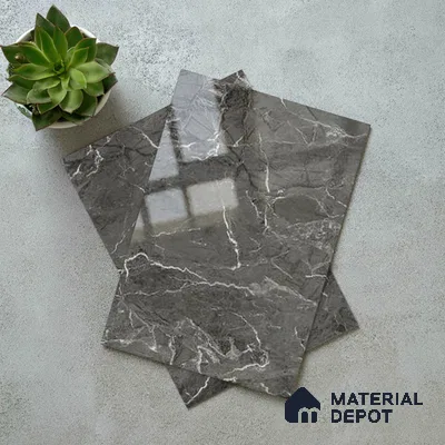 Marble Look LM 19203 William Grey Marble 8 ft x 4 ft Glossy Finish Decorative Laminate - 1 mm | Suitable for TV Unit, Wardrobe, Kitchen Cabinets
