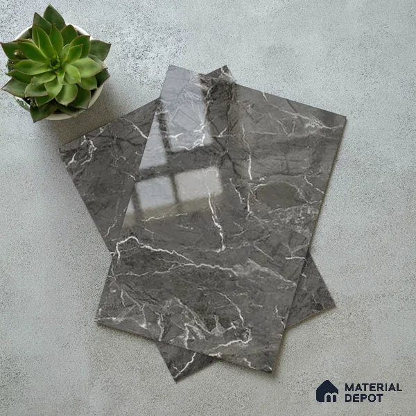Marble Look LM 19203 William Grey Marble 8 ft x 4 ft Glossy Finish Decorative Laminate - 1 mm | Suitable for TV Unit, Wardrobe, Kitchen Cabinets