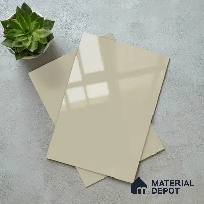 Solid Colors Look LM 19204 Flora White 8 ft x 4 ft Glossy Finish Decorative Laminate - 1 mm | Suitable for Living Room, Kitchen, Office