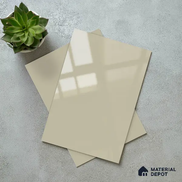 Solid Colors Look LM 19204 Flora White 8 ft x 4 ft Glossy Finish Decorative Laminate - 1 mm | Suitable for Living Room, Kitchen, Office