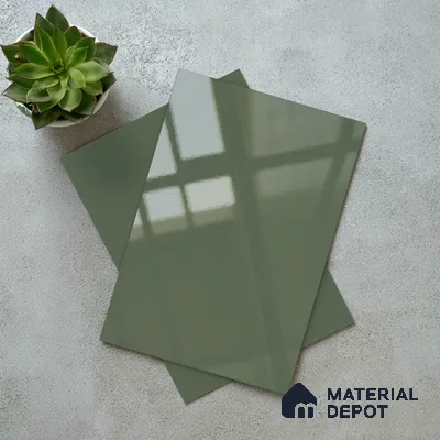 Solid Colors Look LM 19205 Fossile Green 8 ft x 4 ft Glossy Finish Decorative Laminate - 1 mm | Suitable for Living Room, Kitchen, Office