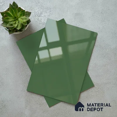 Solid Colors Look LM 19206 Moss Green 8 ft x 4 ft Glossy Finish Decorative Laminate - 1 mm | Suitable for Living Room, Kitchen, Office