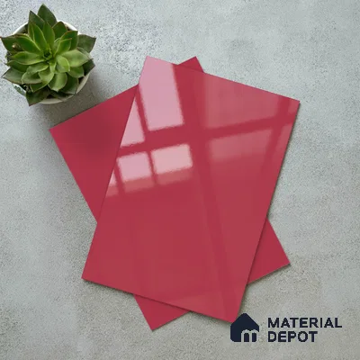 Solid Colors Look LM 19207 Raspberry 8 ft x 4 ft Glossy Finish Decorative Laminate - 1 mm | Suitable for Living Room, Kitchen, Office