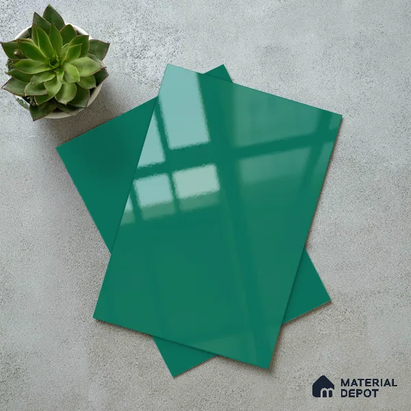 Solid Colors Look LM 19211 Turquoise 8 ft x 4 ft Glossy Finish Decorative Laminate - 1 mm | Suitable for Living Room, Kitchen, Office