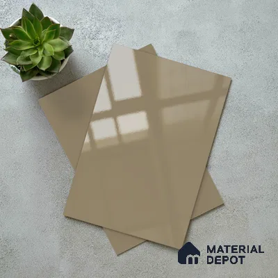 Solid Colors Look LM 19213 Caramel 8 ft x 4 ft Glossy Finish Decorative Laminate - 1 mm | Suitable for Living Room, Kitchen, Office