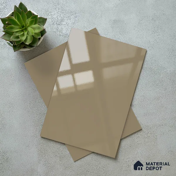 Solid Colors Look LM 19213 Caramel 8 ft x 4 ft Glossy Finish Decorative Laminate - 1 mm | Suitable for Living Room, Kitchen, Office