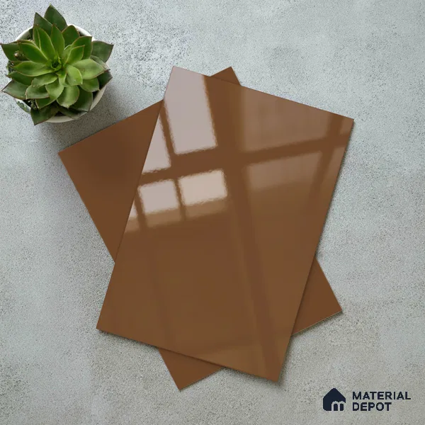 Solid Colors Look LM 19215 Chestnut 8 ft x 4 ft Glossy Finish Decorative Laminate - 1 mm | Suitable for Living Room, Kitchen, Office