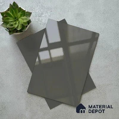 Solid Colors Look LM 19216 Stone Grey 8 ft x 4 ft Glossy Finish Decorative Laminate - 1 mm | Suitable for Living Room, Kitchen, Office