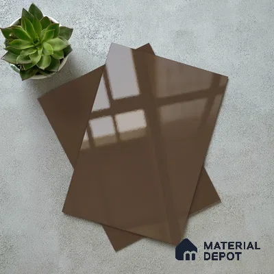 Solid Colors Look LM 19218 Brown Haze 8 ft x 4 ft Glossy Finish Decorative Laminate - 1 mm | Suitable for Living Room, Kitchen, Office